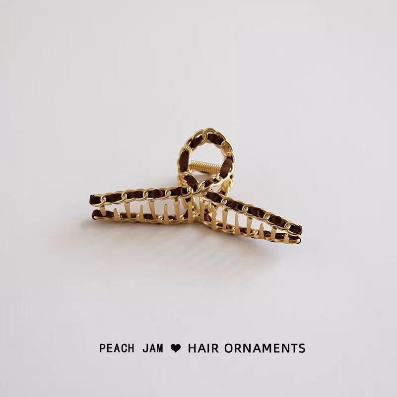 气质金属链条抓夹缠绕丝带发抓韩国ins 风鲨鱼夹发卡扎头发抓夹女详情9