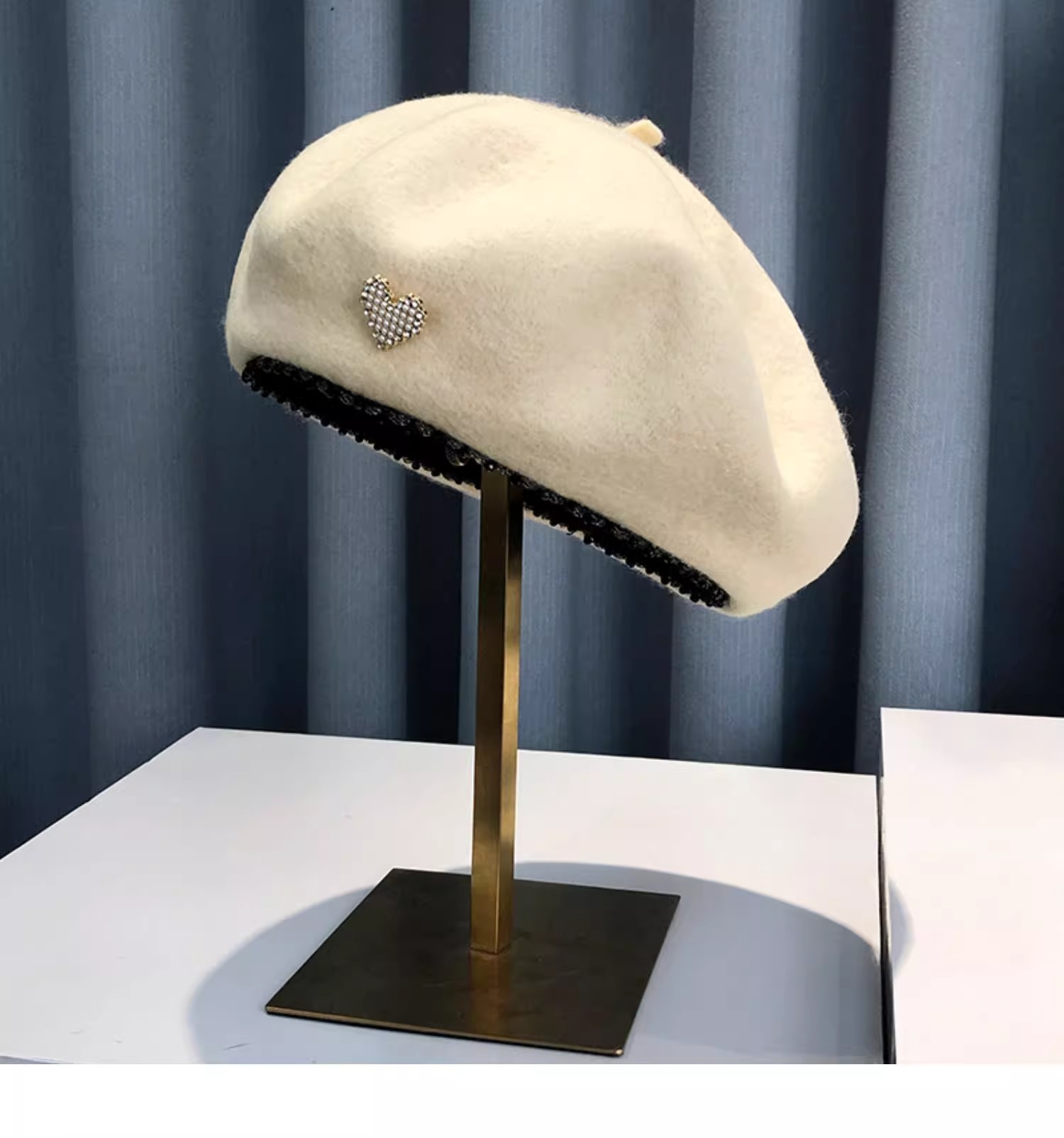 小众设计感贝雷帽女秋冬保暖毛呢帽子显脸小画家帽日系复古南瓜帽详情14