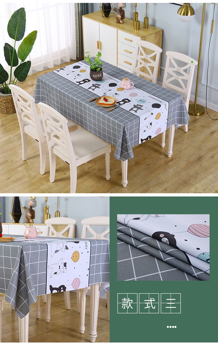 【LOVELY HOME】【 Chi Jia 】 Oil-proof no-wash tablecloth e-commerce Group purchase manufacturer wholesale Thickened and enlarged waterproof and oil-proof tablecloths, kitchen tablecloths, European-style tablecloths, geometric printed tablecloths pic 13