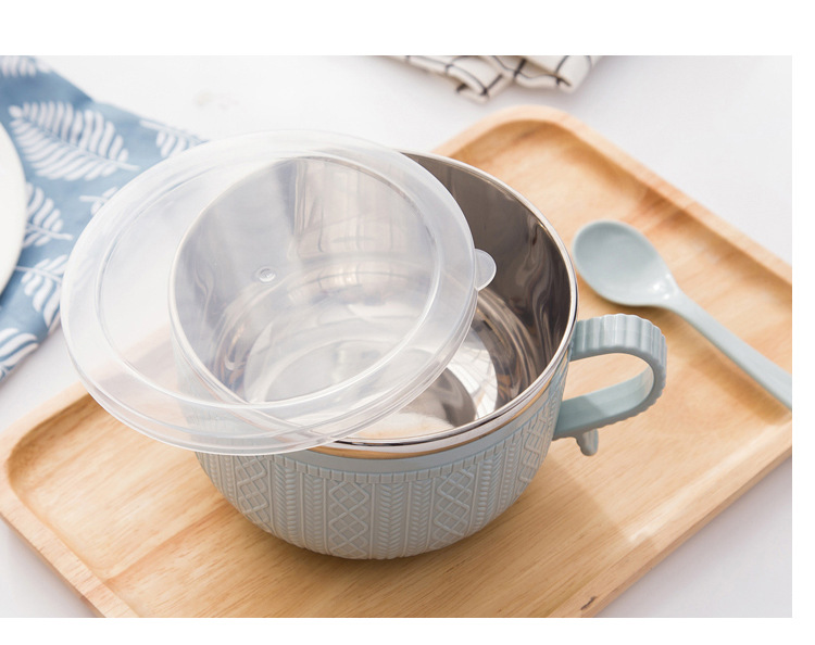 Thickened stainless steel Korean-style tableware with lid, instant noodle bowl, double-layer insulated lunch box, large-capacity fresh-keeping bento box pic 32