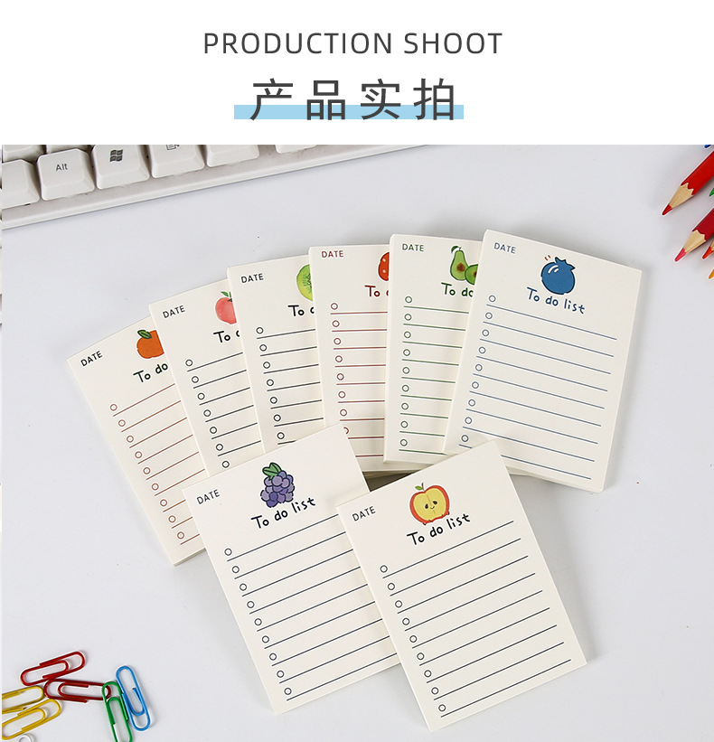 Wholesale of cute fruit bear sticky notes in stock. Korean Instagram minimalist and girlish sticky notes pic 8