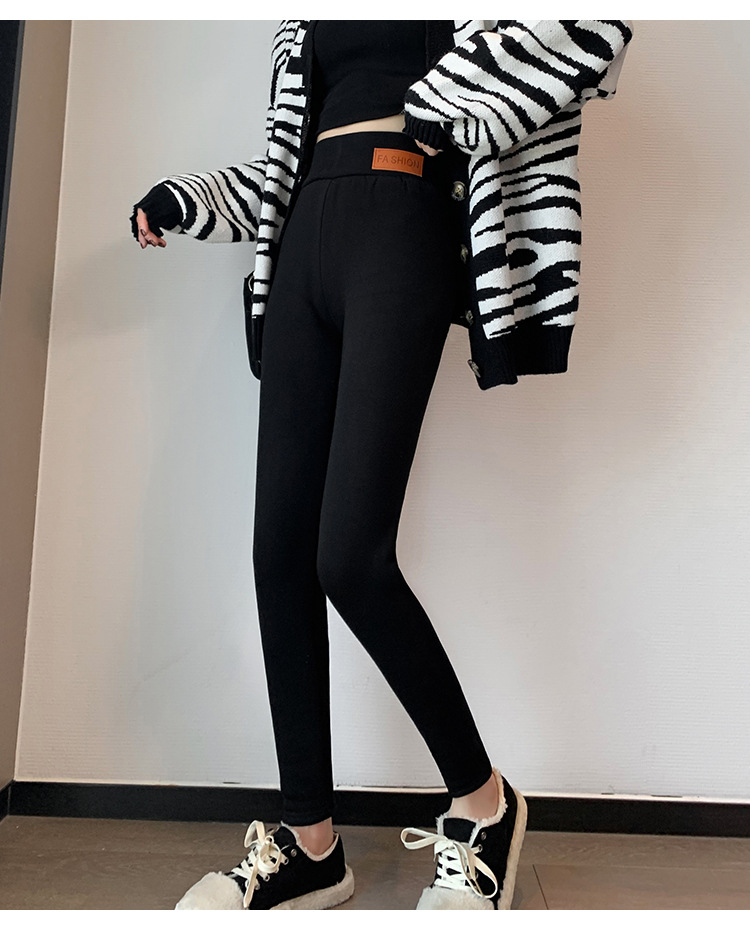 Extra-thick lambskin leggings for women in autumn and winter, with added fleece and thickened outerwear, high-waisted one-piece pants, large-sized warm cotton pants from Northeast China pic 15