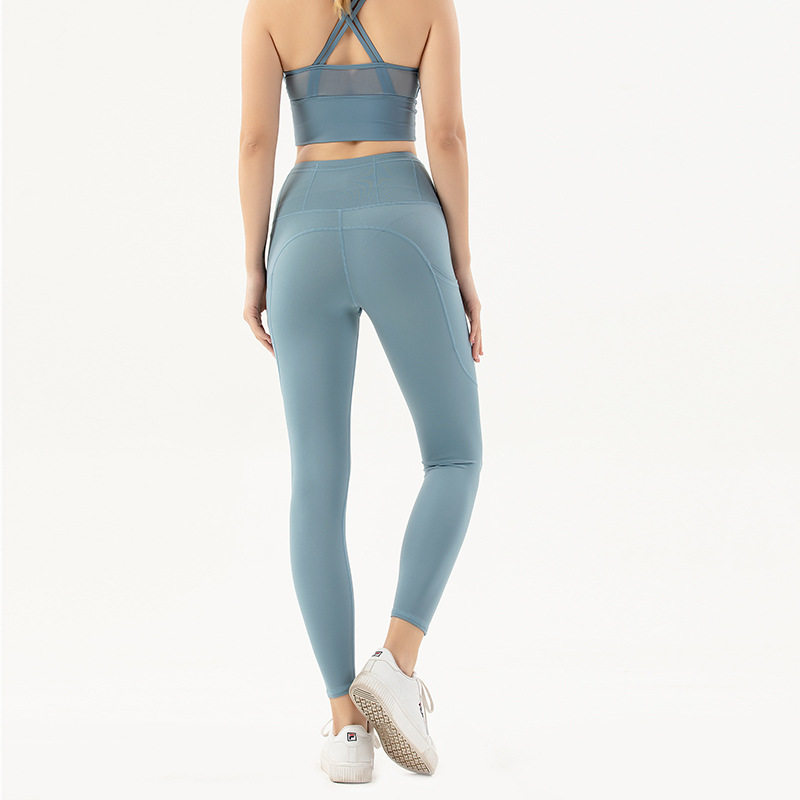 2020 New style yoga pants for women, cross-border Amazon double-sided nylon stretch sports tight pants, European and American fitness pants for women pic 15