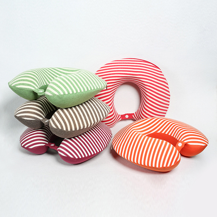 Wholesale of striped buckle U-shaped pillows, memory foam nap pillows, slow rebound sleep pillows, cervical spine protection U-shaped travel pillows pic 3