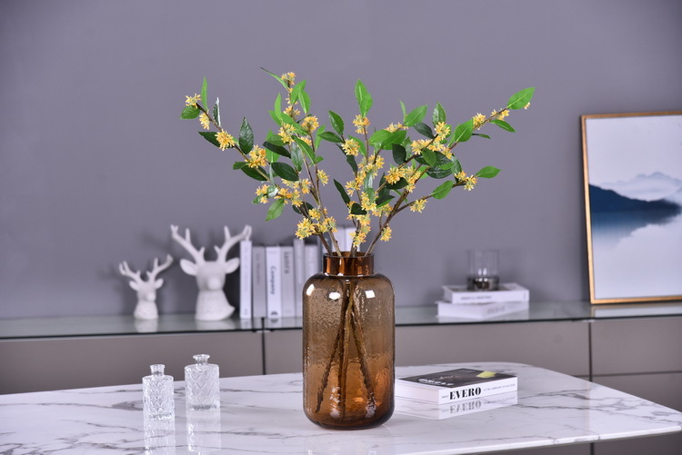 Wholesale artificial yellow osmanthus and laurel, green landscape garden artificial trees, decorative golden osmanthus leaves, home, hotel and homestay artificial flowers pic 36