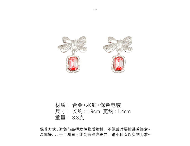 925银针粉钻蝴蝶结耳环女甜酷风小众气质辣妹耳钉高级感甜美耳饰详情10