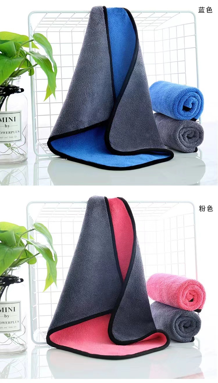 Alta densidad coral fleece doble cara toalla de dos colores toalla de lavado de coches limpieza de limpieza limpieza suave y fuerte absorción de agua no cae toalla pic 10