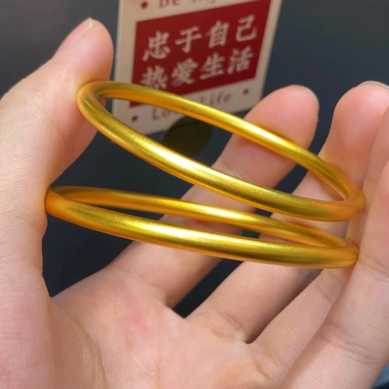 古法传承手镯女仿真黄金正品实心越南沙金素圈不掉色福牌手链首饰详情6