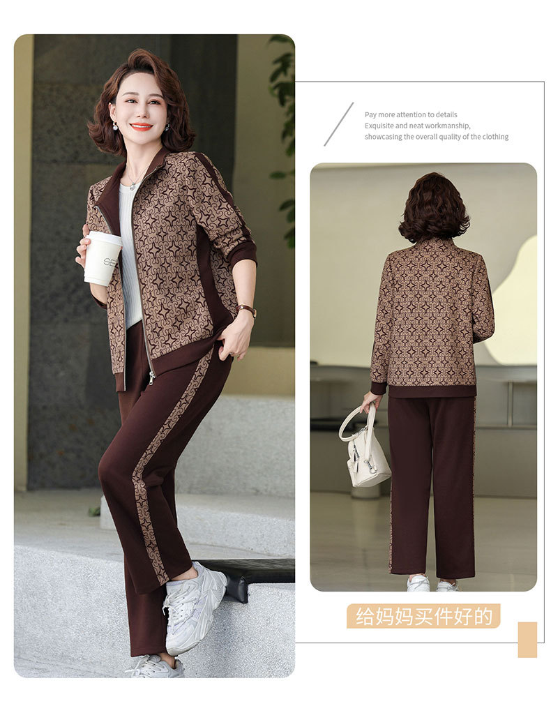 Madre de edad media otoño traje 2024 nuevo medio y viejo mujer otoño chaqueta casual abrigos moda ropa deportiva pic 31