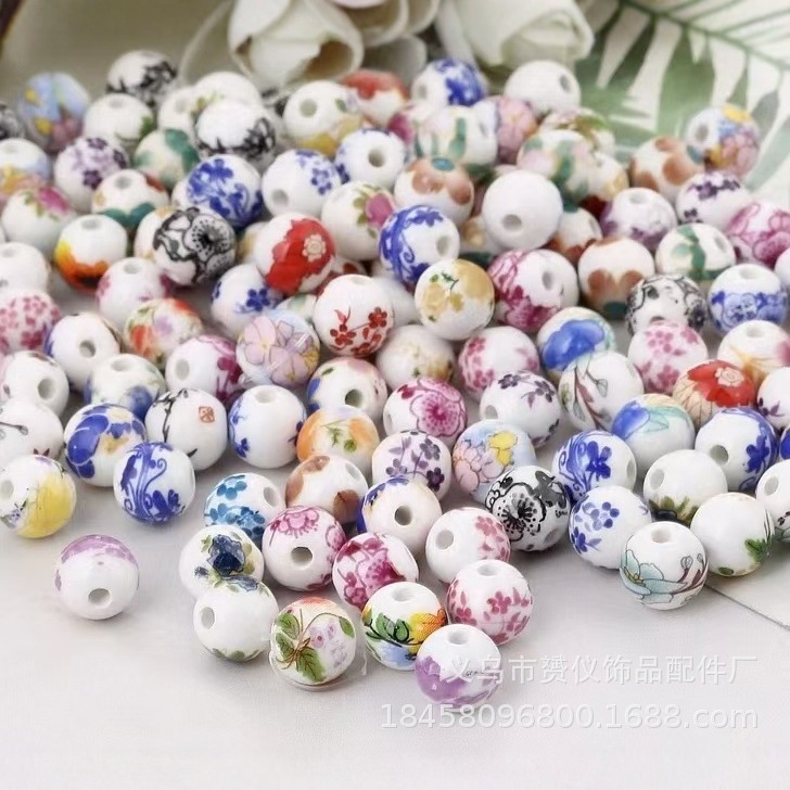 Simple and colorful ceramic pearlescent surface fish five-petal flower beads scattered beads diy handcrafted beaded bracelet decoration accessories pic 6