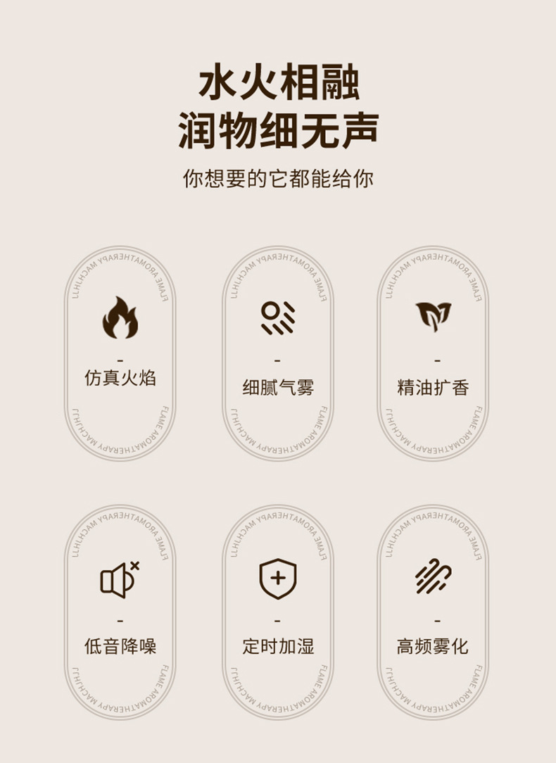 新款火焰香薰机小鹿造型加湿器桌面补水仪圣诞节香薰机详情2