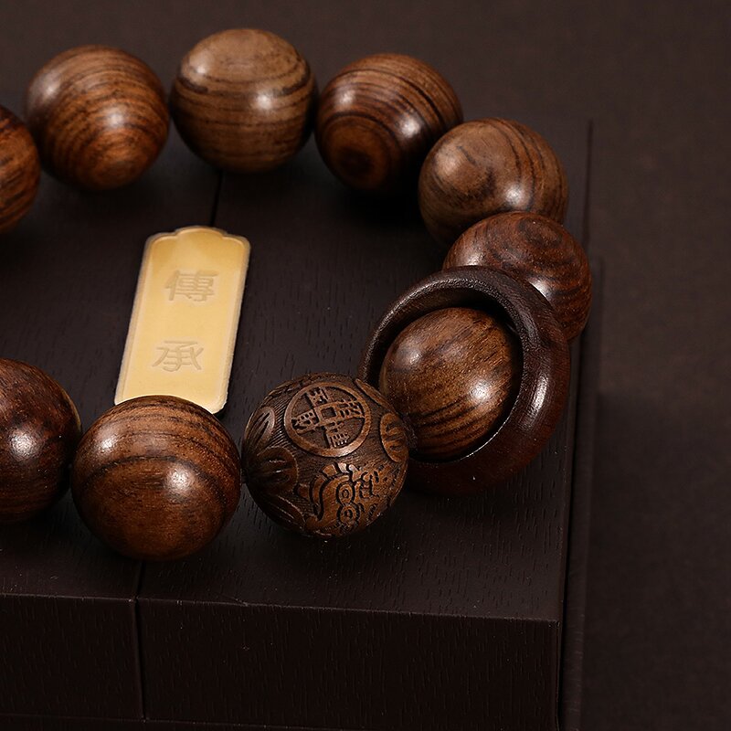 黑花梨男士佛珠手串紫光檀阴沉木跑环手串批发佛珠手链直播福利详情4