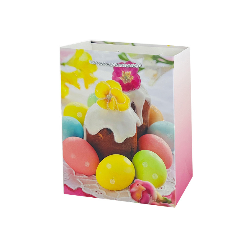 现货新款复活节210克白卡礼品纸袋撒粉手提袋包装袋 批发详情5