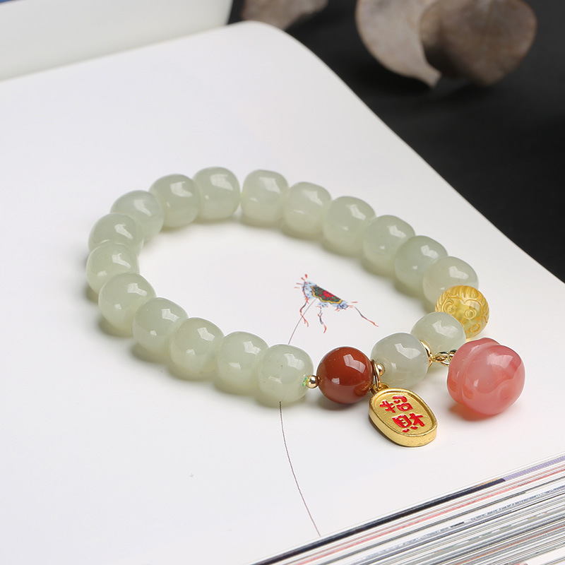 Wholesale of natural Hetian jade bracelets, Yanyuan agate persimmon vintage niche jewelry and jade bracelets pic 7