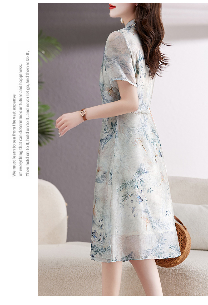 新中式国风改良旗袍连衣裙女夏2023新款显瘦气质中年妈妈薄纱裙子详情22