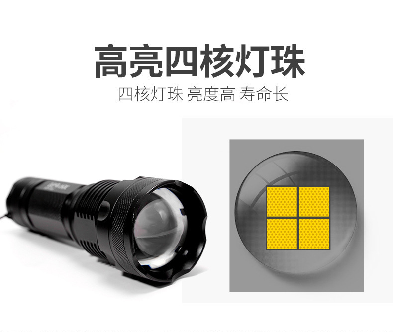 P50 high-intensity flashlight USB charging aluminum alloy outdoor safety hammer of Category Two, wholesale from Luban e-commerce source manufacturer pic 3