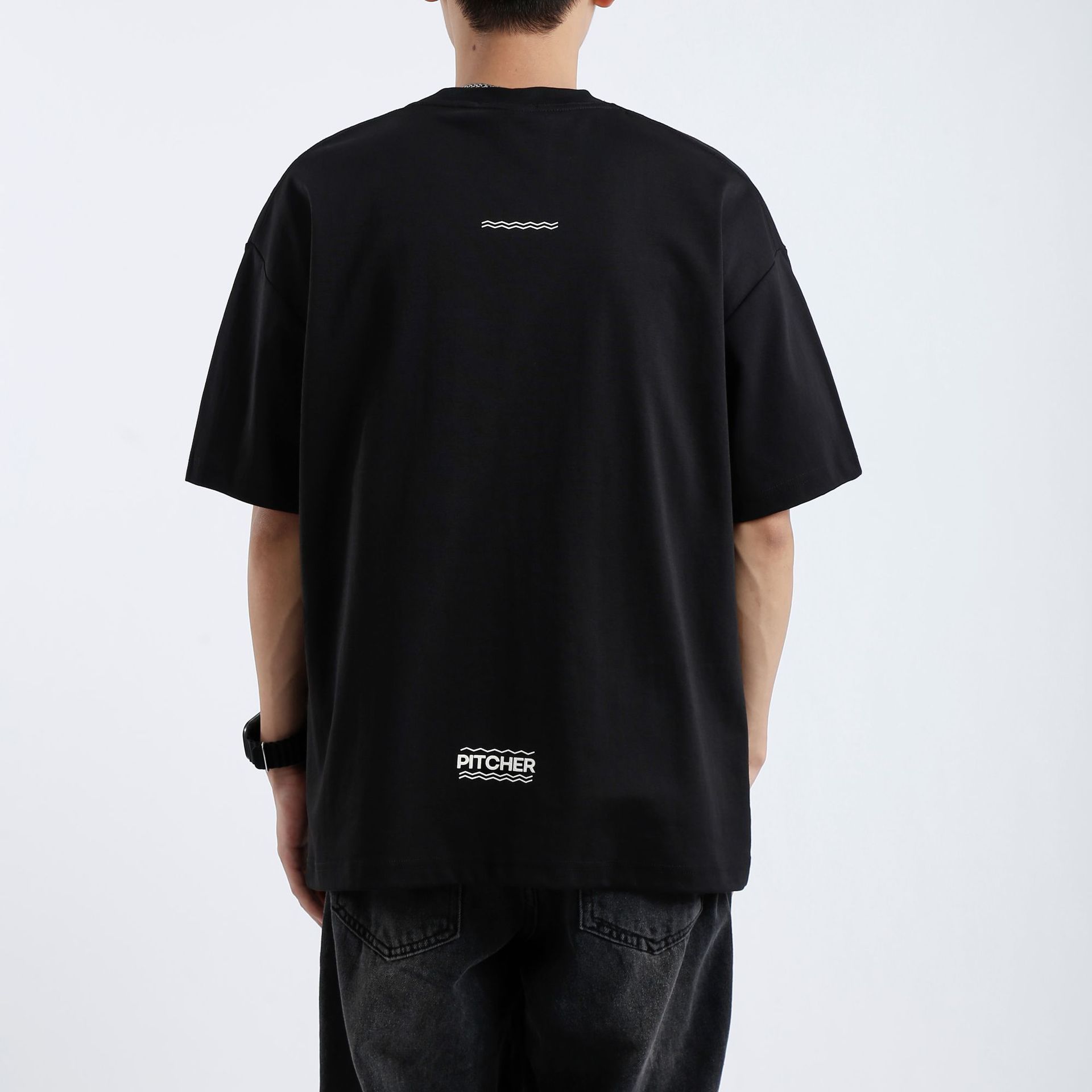 阿尔图220G重磅纯白印花短袖t恤男潮牌潮流夏季休闲宽松圆领上衣详情30