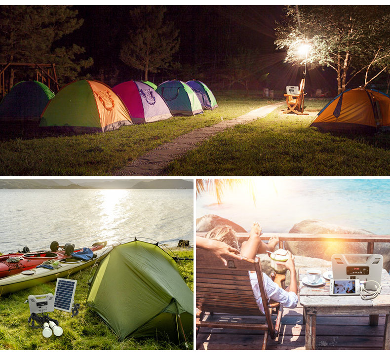 Solar lamp indoor lighting, solar power generation system with radio, mobile phone charging, emergency light pic 11