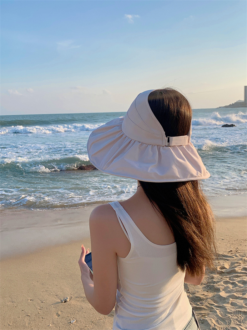 遮阳帽子女士夏季大沿防晒空顶帽户外可折叠运动防紫外线渔夫帽潮详情19