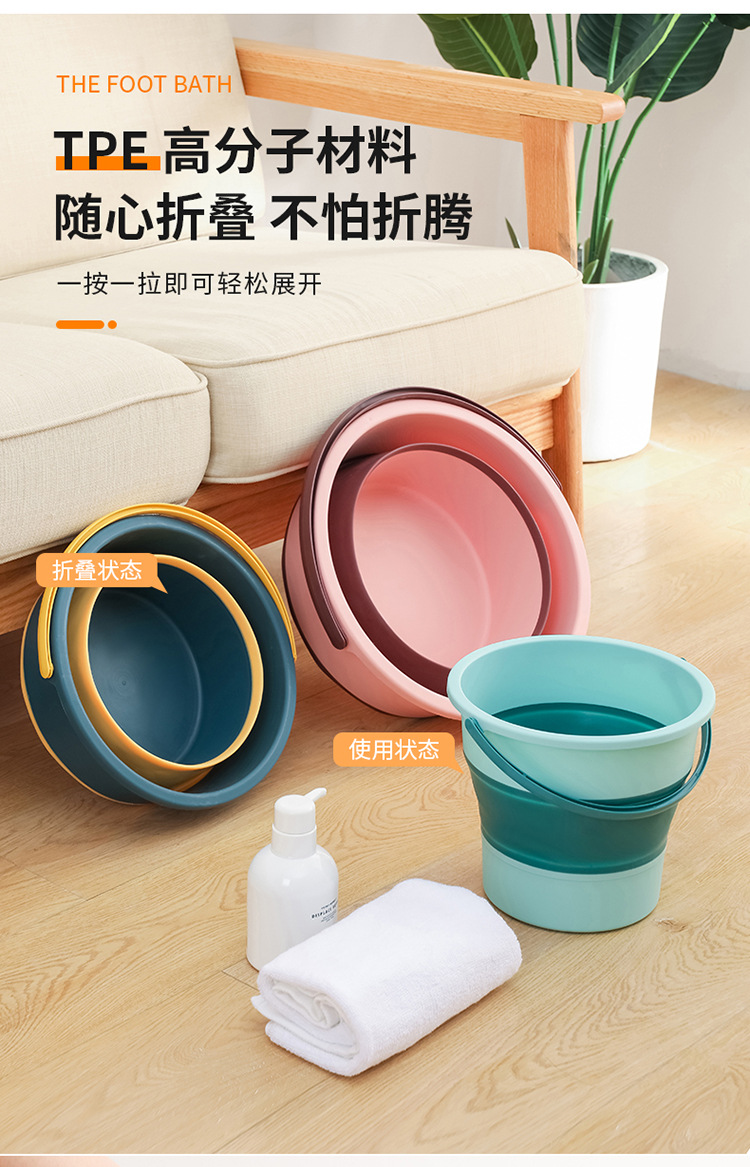 折叠水桶户外手提钓鱼桶大号车载旅行洗车桶家用便携加厚塑料桶01070详情7