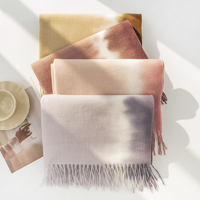 New autumn and winter Ankela red scarf for women, a high-end and versatile faux cashmere scarf in solid color, a warm scarf shawl pic 2