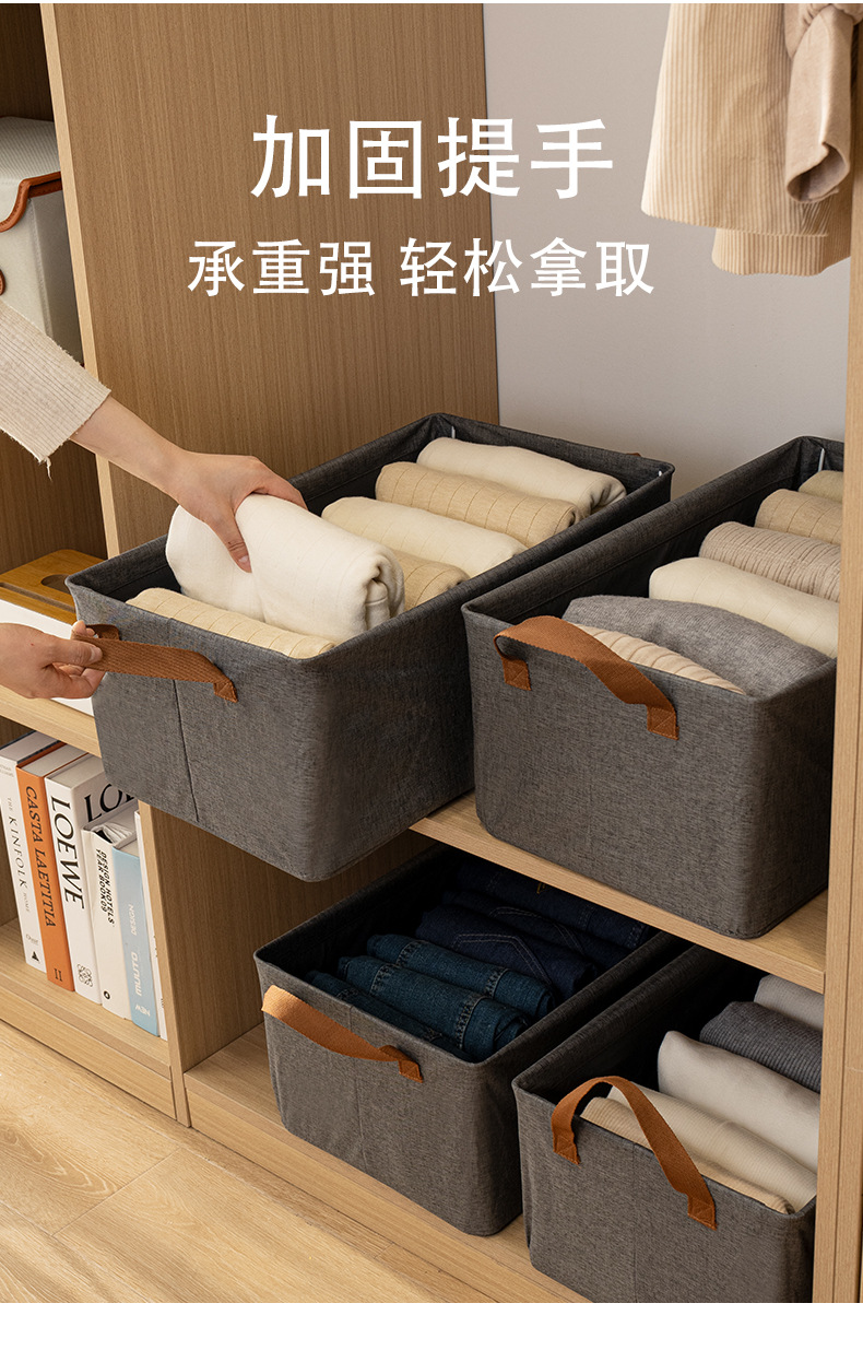 新品厂家货源 阳离子钢架收纳筐 桌面衣柜可折叠收纳篮衣物收纳盒详情5