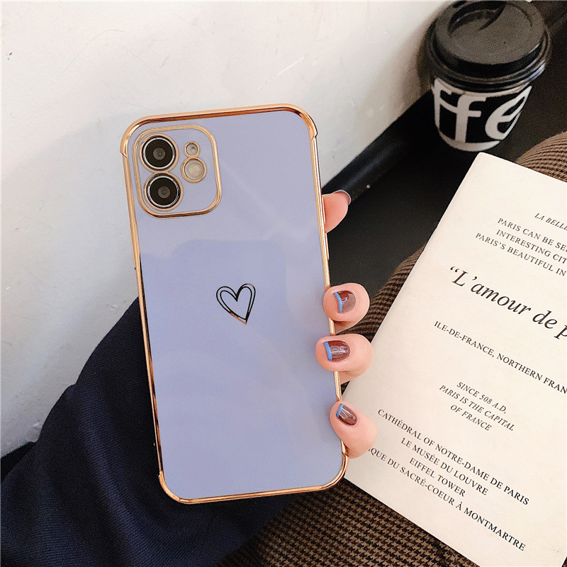 Heart-shaped electroplated phone case for iPhone15Promax and anti-drop laser-engraved protective case for Apple 14Pro pic 11