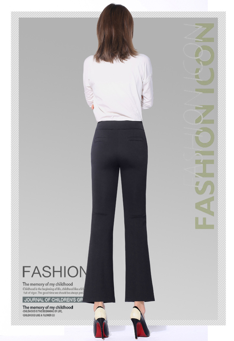 裤子女春夏西装裤女垂坠感高腰新款2023黑色小脚裤弹力女士休闲裤详情31