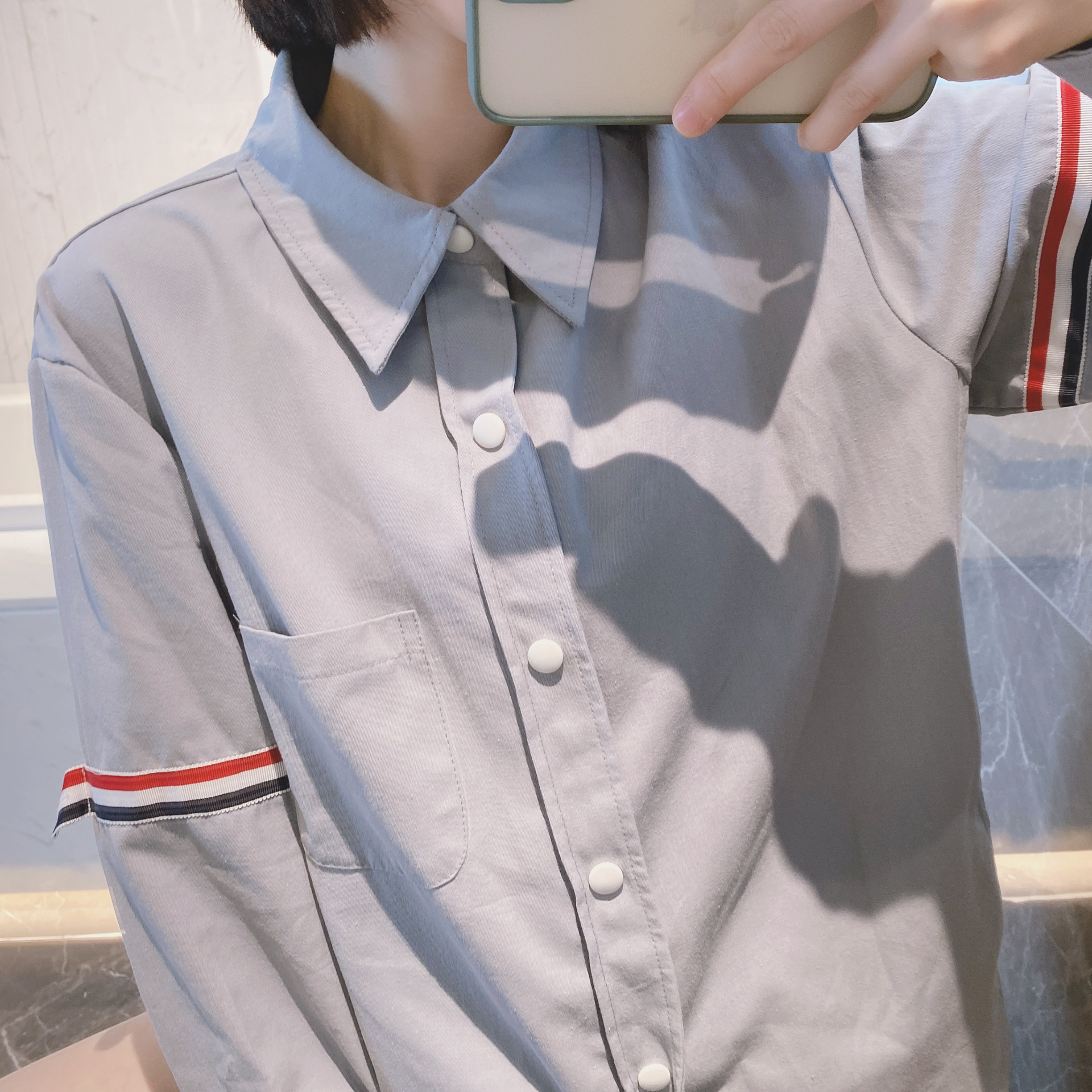 TB casual trendy brand poplin slim-fit solid white shirts for men and women, Oxford fabric shirts for women with long sleeves pic 22