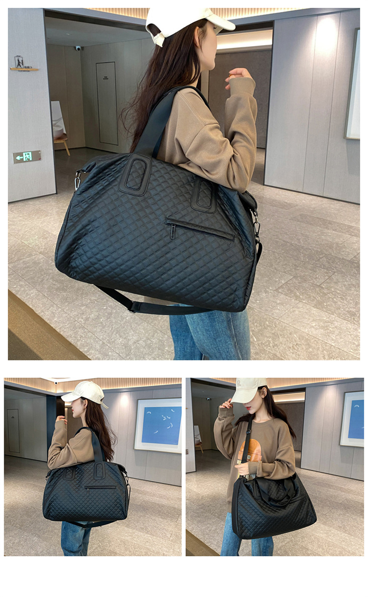 旅游手提包女时运动健身包尚韩版菱格跨境出门短途大容量旅行包详情38