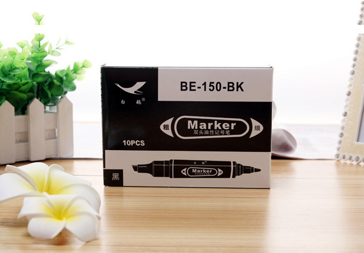 White Goose Quick-drying double-headed marker pen, large black colored outlining pen, large head pen, oil-based marker pen, logistics drawing pic 8