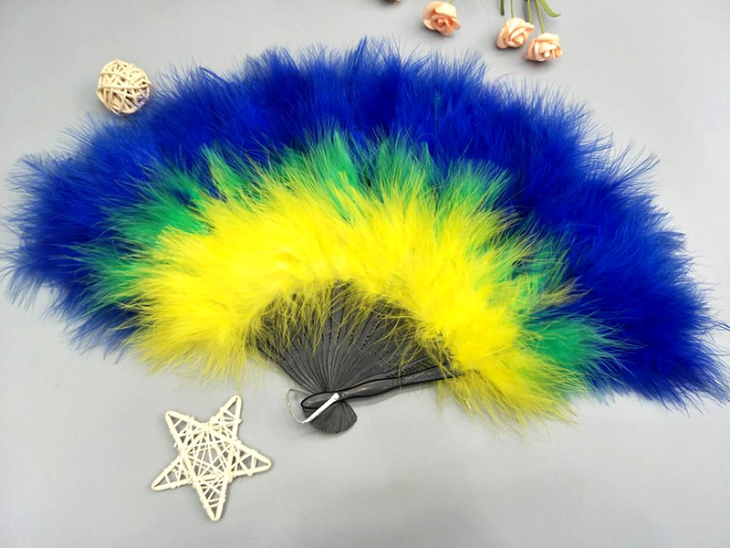 The full fleece thickened standard feather fan color-blocking gradient series cheongsam runway show stage performance pic 24