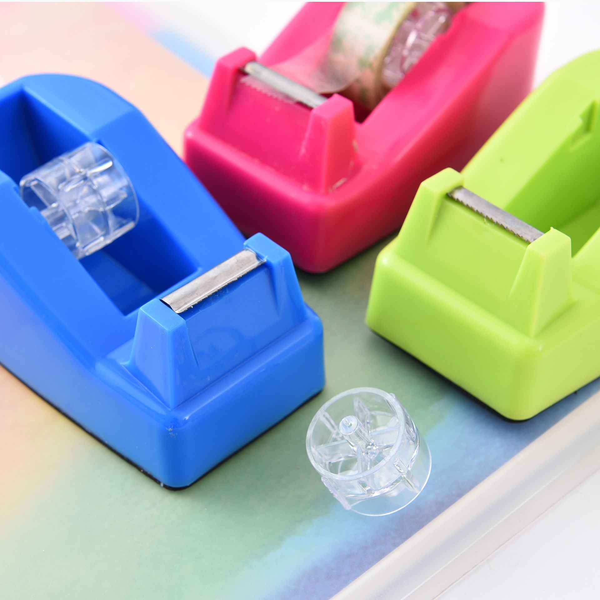 Factory direct supply of cross-border special 8051 color tape holder, small adhesive tape, office stationery, creative adhesive tape cutter pic 10