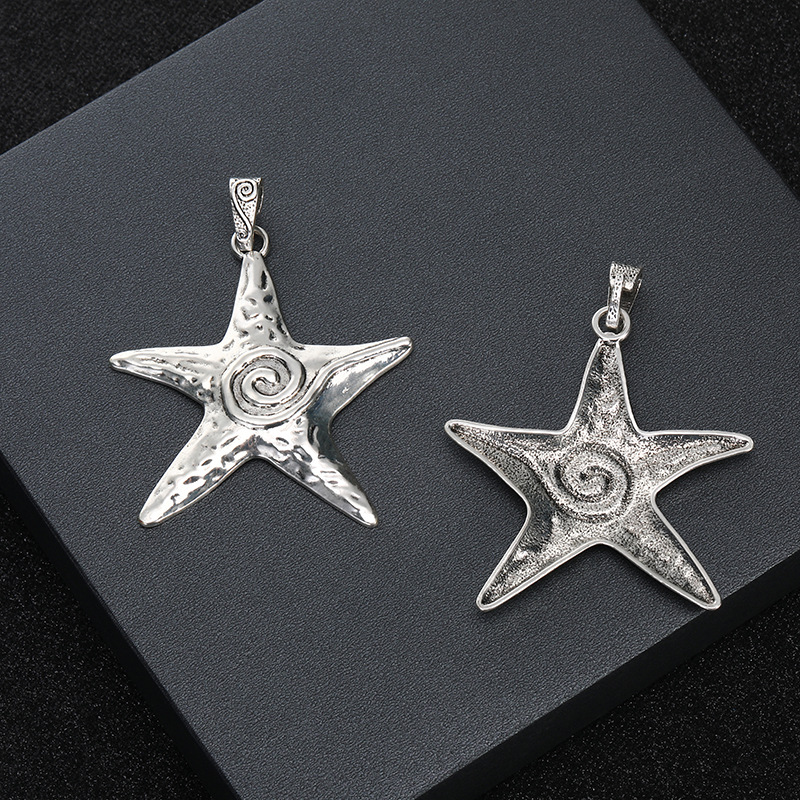 DIY alloy accessories, ancient silver starfish pendant beads, retro five-pointed star pendant necklace jewelry accessories pic 3