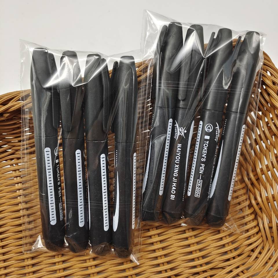 4 marker pens in a bag: large large-headed pen, black ink-filled large-headed pen, blue and red oil-based express logistics pen pic 8
