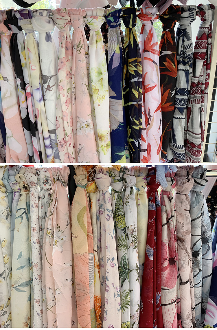 2020 new summer chiffon printed fabric white base printed polyester fabric small floral print dress mask fabric pic 34