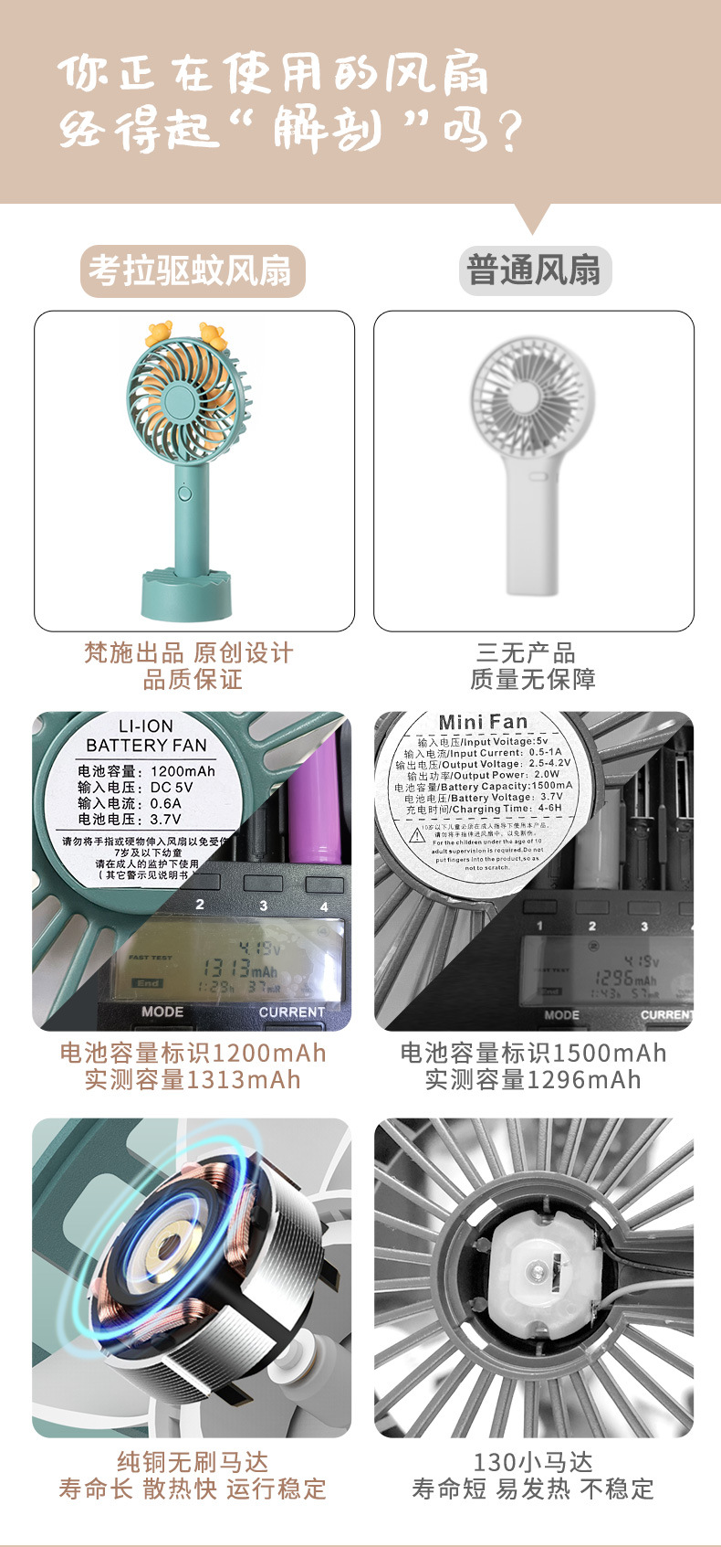 新款手持风扇 USB充电卡通小风扇随身便携学生礼品家用迷你小电扇详情4