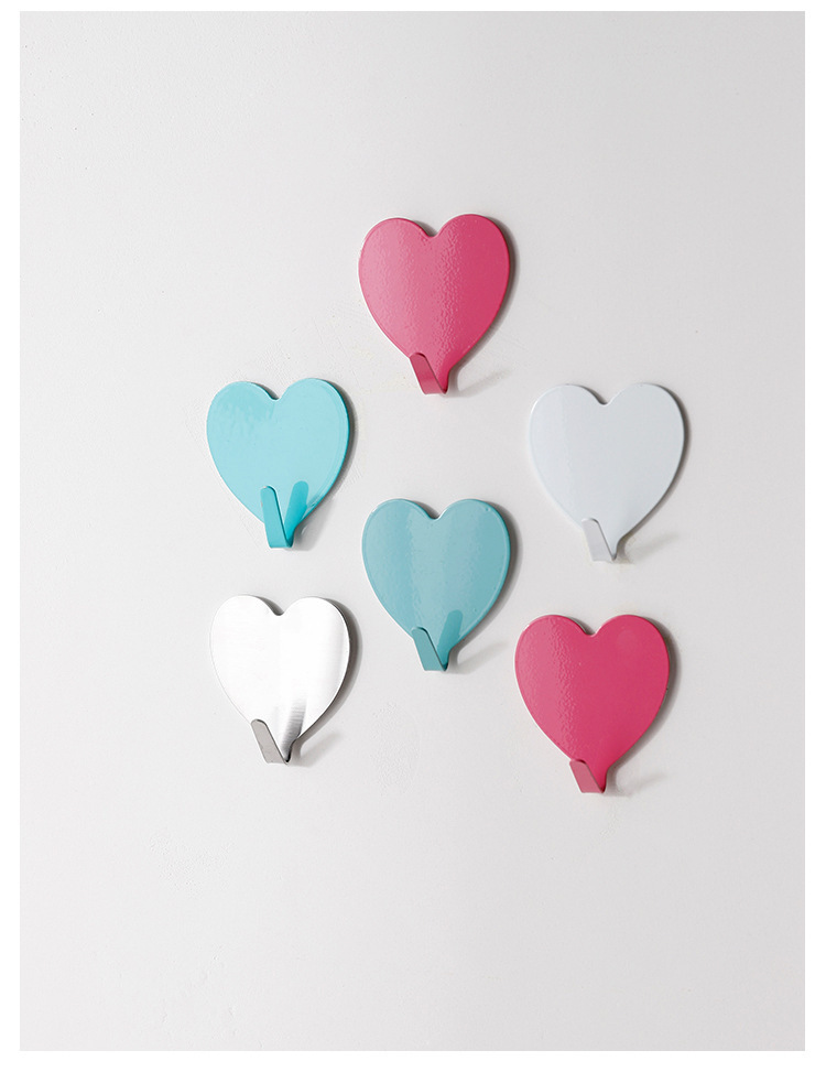 Japanese-style girlish pink heart-shaped sticky hook, stainless steel heart-shaped sticky hook, heart-shaped sticky hook, soft girl room decoration hook pic 8