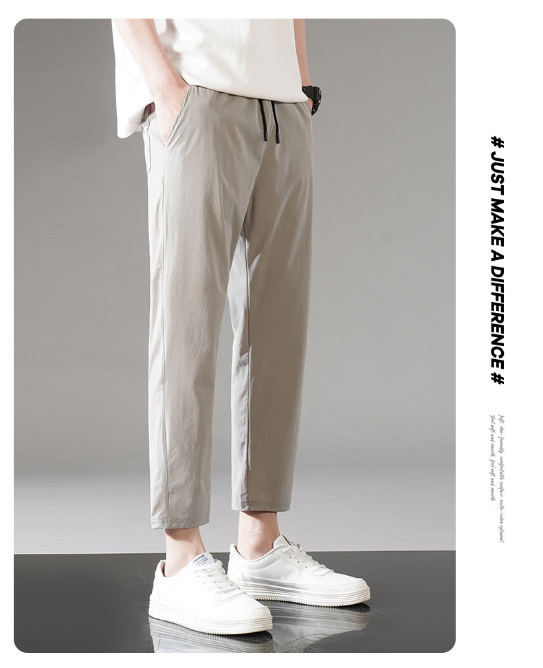 冰丝裤子男夏季新款薄款运动休闲九分裤大码宽松直筒卫裤速干男裤详情21