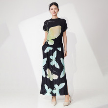 A new Chinese-style, retro, slit, mid-length, elegant and stylish dress for summer women with a modified version of the national trend pic 9