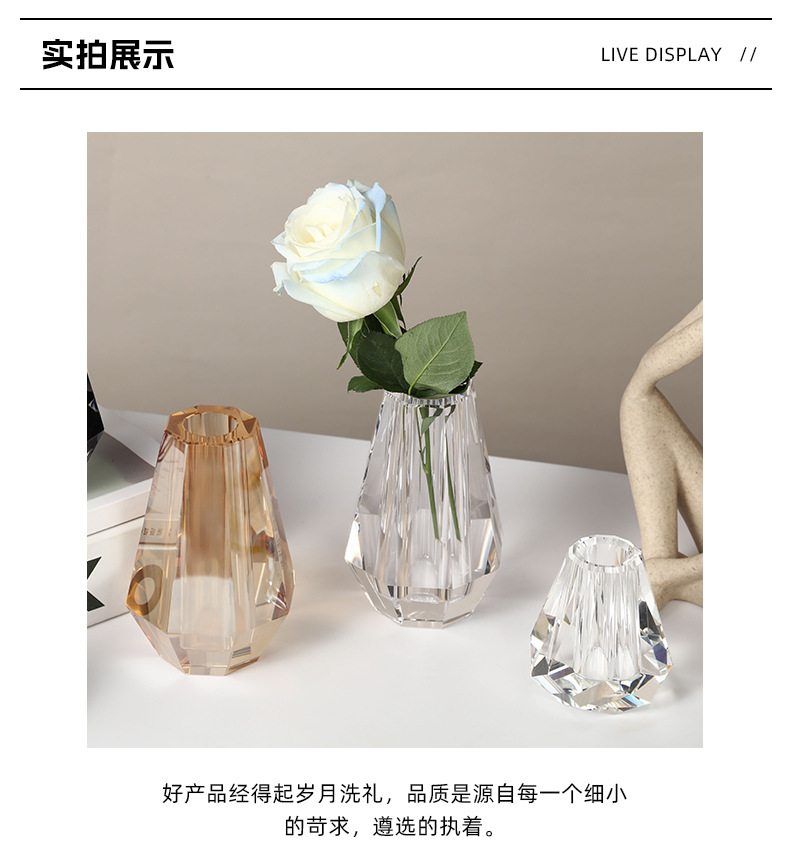 Glass vases, aroma diffusers, simple American transparent tabletop, restaurant tea table, decorative items, crystal handicrafts in stock pic 10