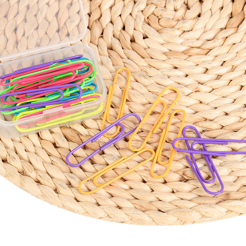 Wholesale color box 50mm paper clips, fluorescent color office drawing paper special fixed paper clips from the manufacturer pic 6