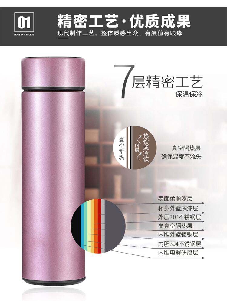 304 stainless steel insulated cup, smart temperature display, business straight cup, temperature measurement car water cup, gift cup, temperature cup pic 4