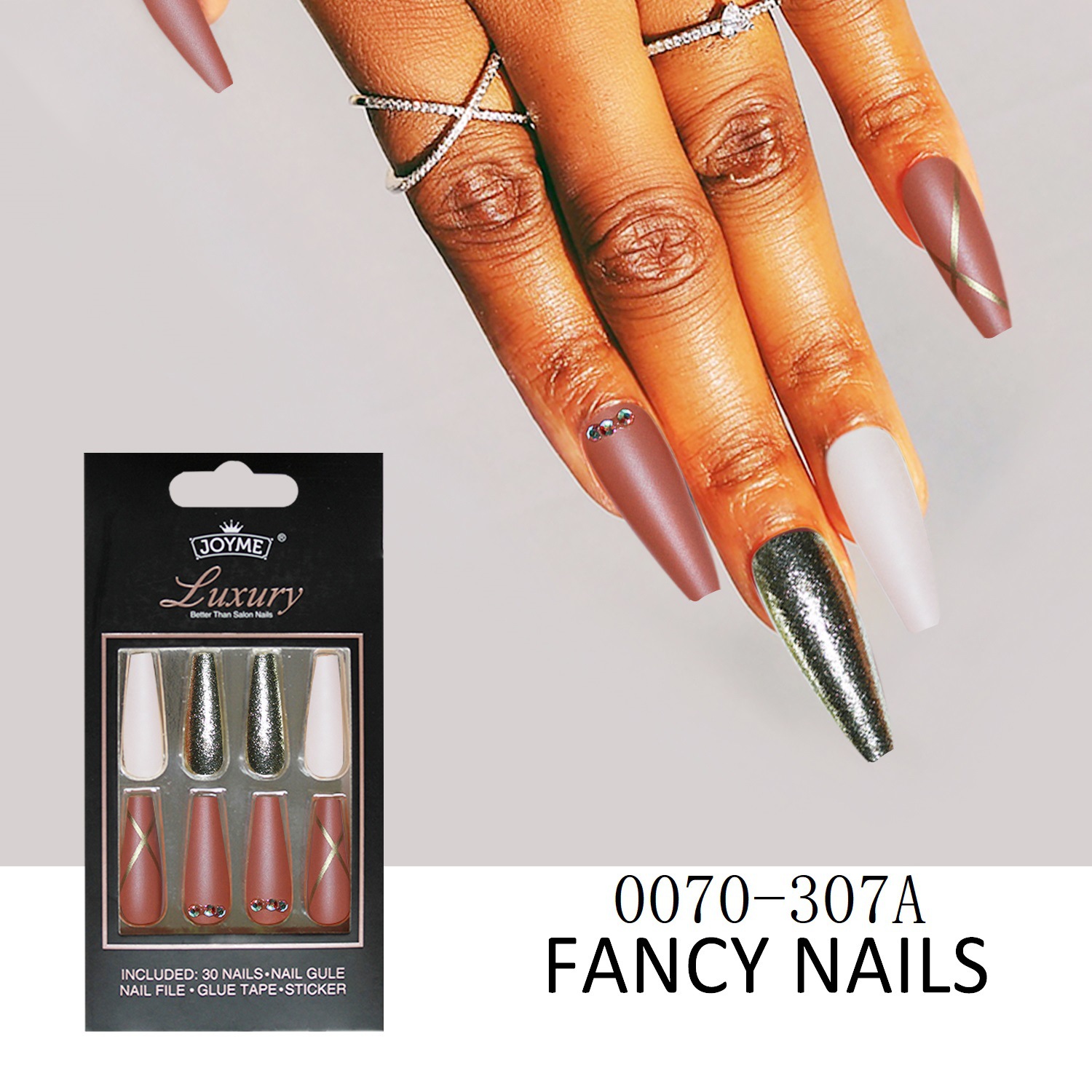 Special offer on 30 pieces of long ballet nail nail patches with diamonds pic 35