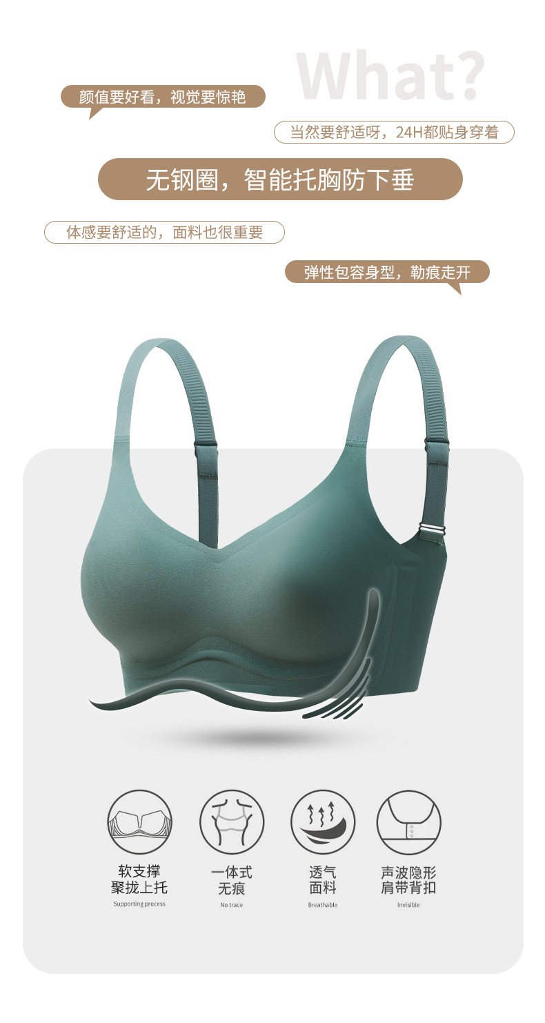 法式果冻棉无痕文胸聚拢舒适软支撑薄款无钢圈固定杯内衣女小胸详情2