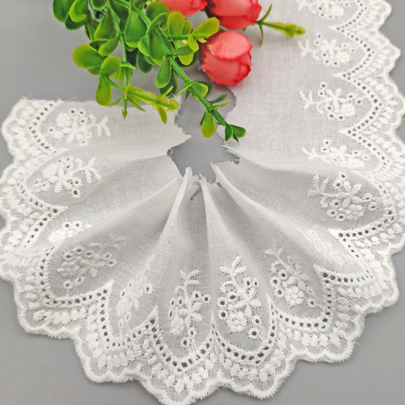 7 cm in stock, wavy perforated lace, DIY neckline and skirt hem lace, computer-embroidered, cotton embroidered lace pic 8
