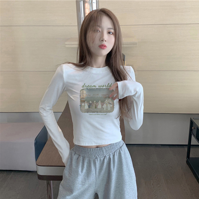 2023年秋季新款法式辣妹短款长袖t恤女装内搭打底衫百搭休闲上衣详情4