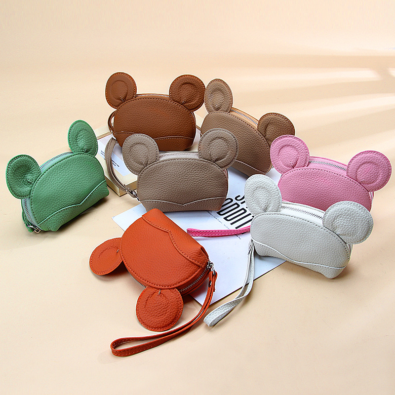 跨境头层牛皮手拿小钱包多卡位钥匙扣硬币零钱袋手拎真皮零钱包女详情7