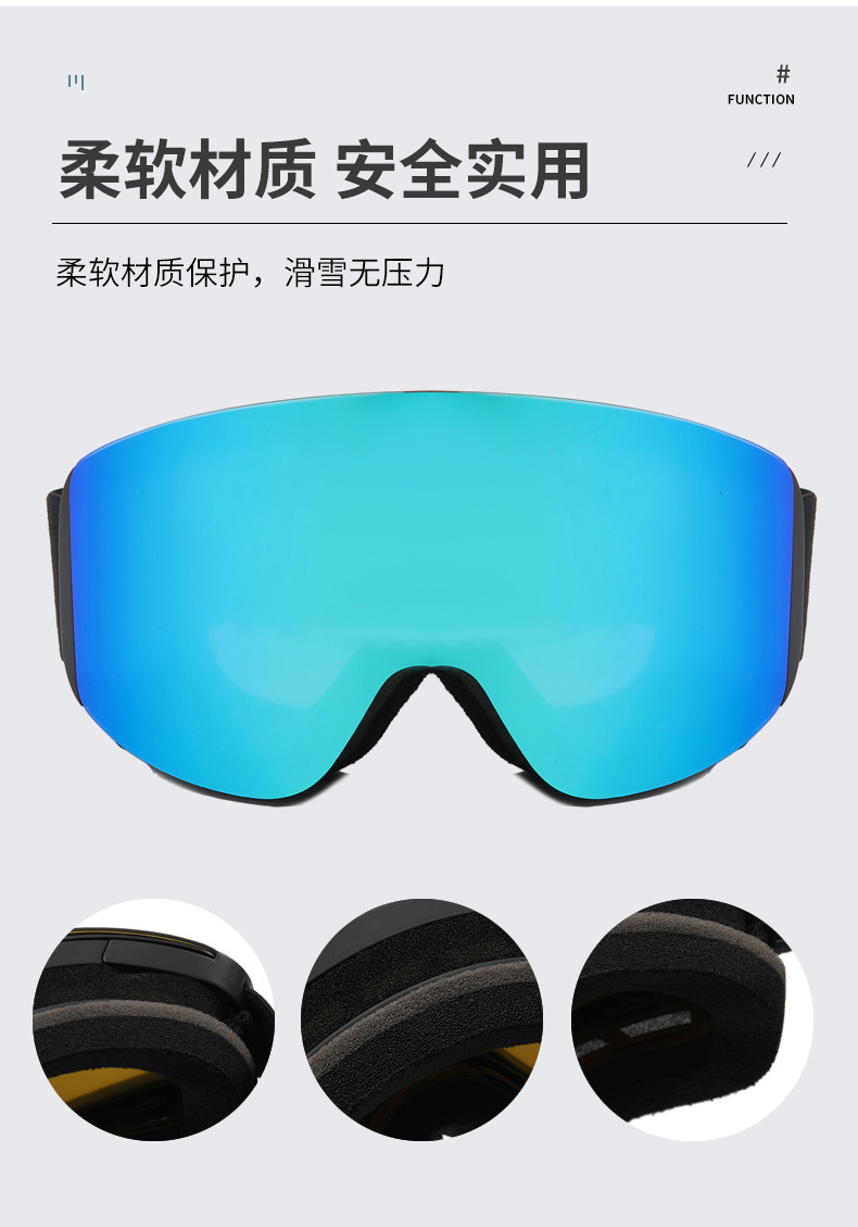 跨境滑雪护目镜防紫外线户外运动眼镜批发新款双层防雾滑雪镜磁吸详情4