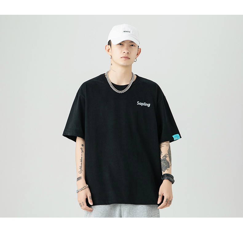 韩路日系男装 潮牌字母印花T恤男宽松百搭基础款纯棉情侣装短袖详情26